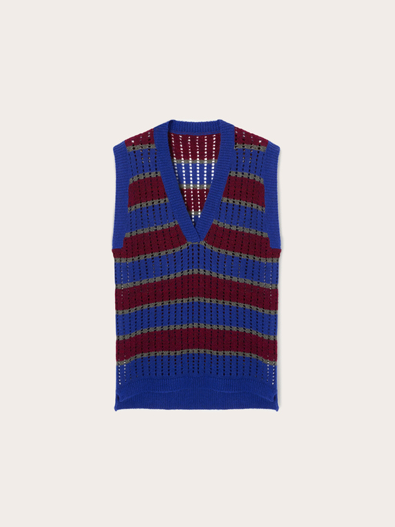 Striped lurex knit waistcoat