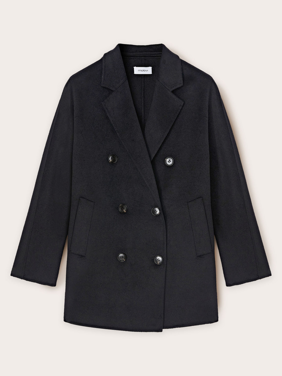 Double-breasted double cloth coat