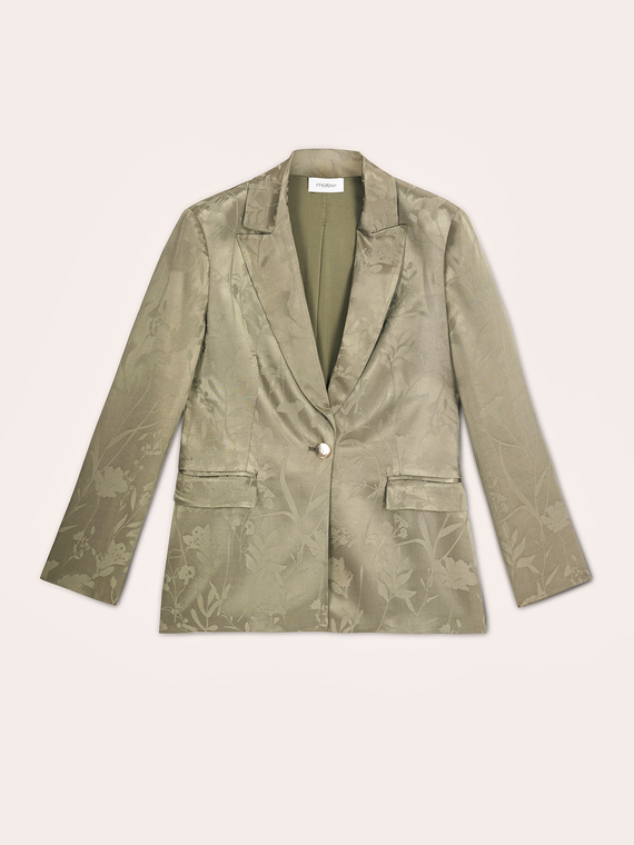 Single-breasted jacquard satin jacket