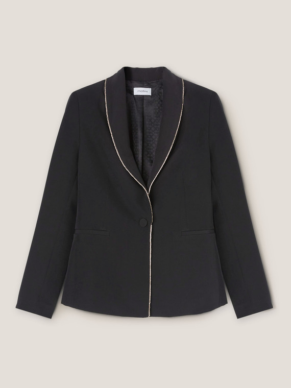 Giacca blazer monopetto con bordo gioiello