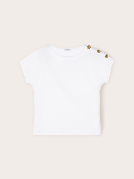 Kimono T-shirt with button detail