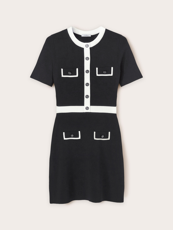 Knit dress with contrasting trims