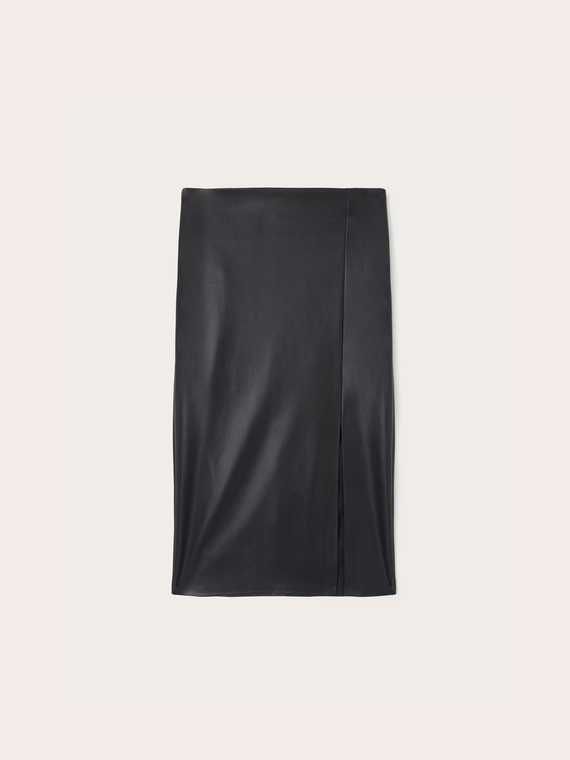 Coated fabric midiskirt