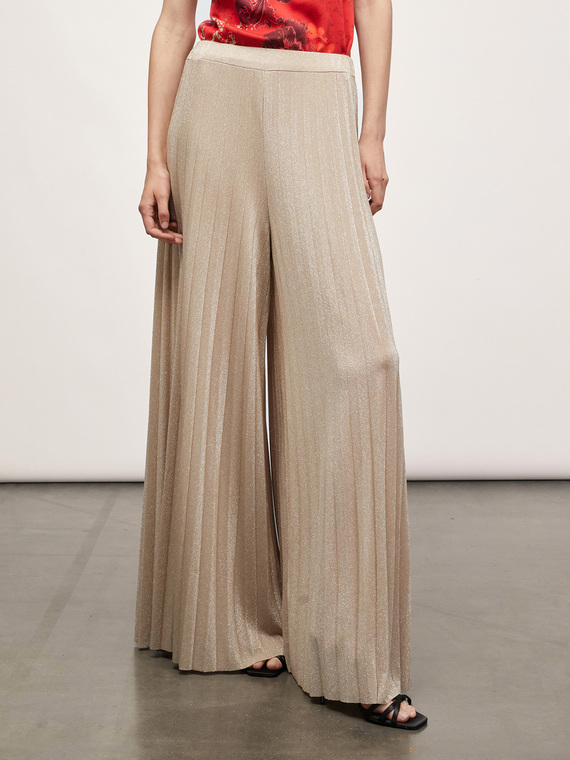 Lurex jersey pleated trousers