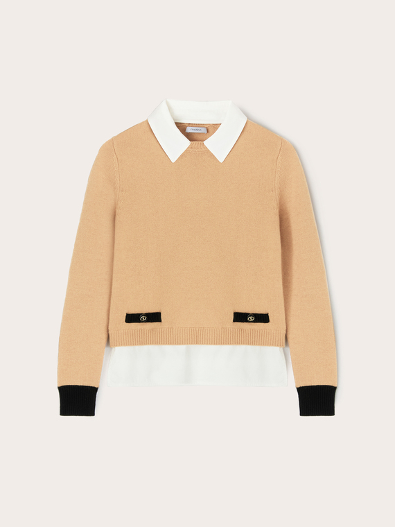 Sweater with shirt collar