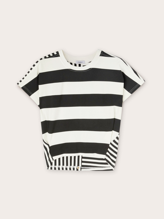 Asymmetric striped T-shirt