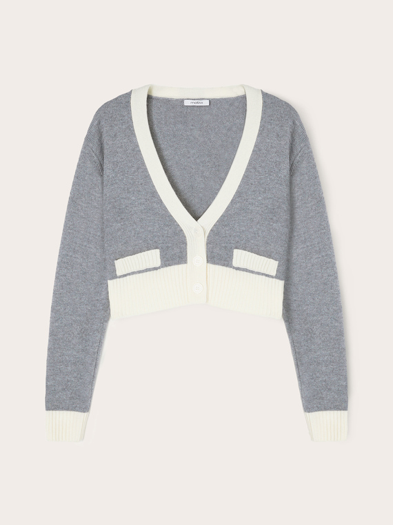 Two-tone short cardigan