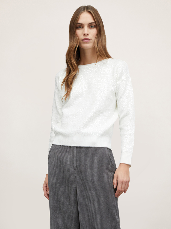 Full sequin wool blend sweater