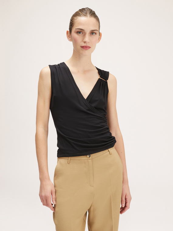 Draped top with metal detail